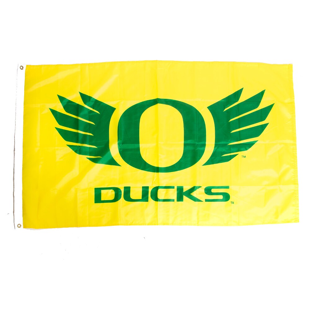 Classic Oregon O logo, WINGS, Ducks word-mark, Flag, 3'x5', Grommeted